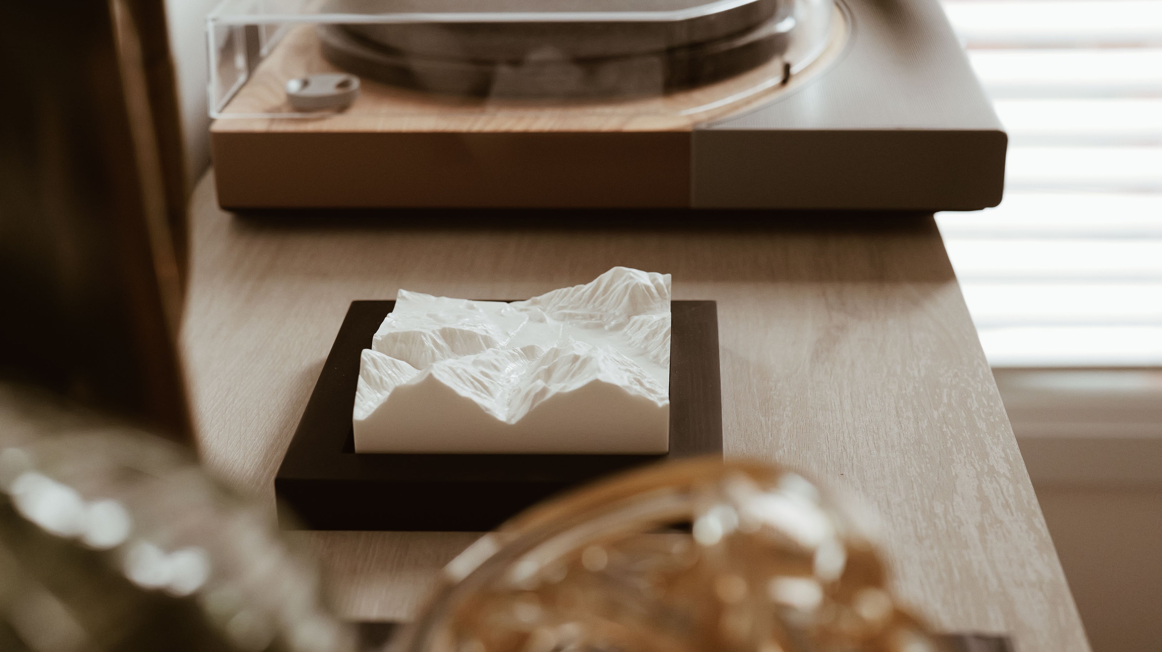 Mountain on counter.