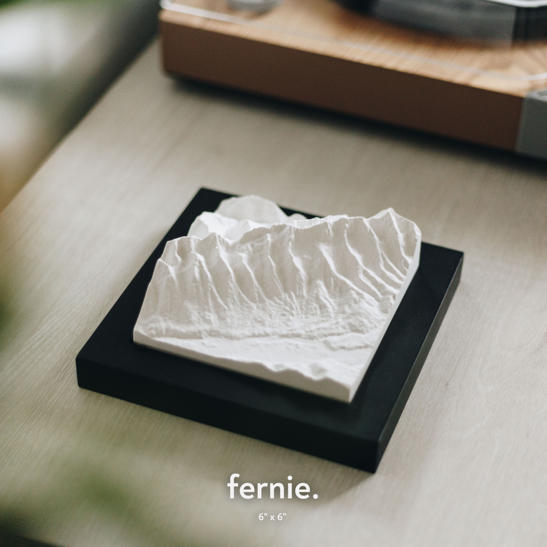 Mountain model sitting on a shelf.