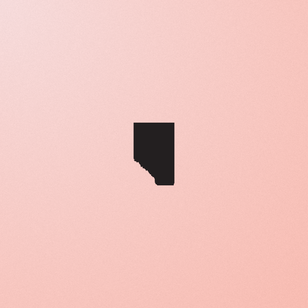 Outline of Alberta on a red background.
