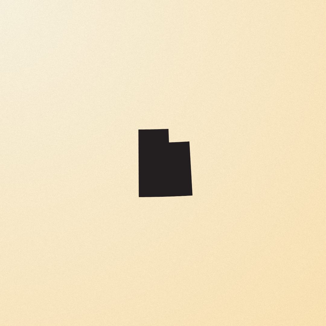 Outline of Utah on a yellow background.