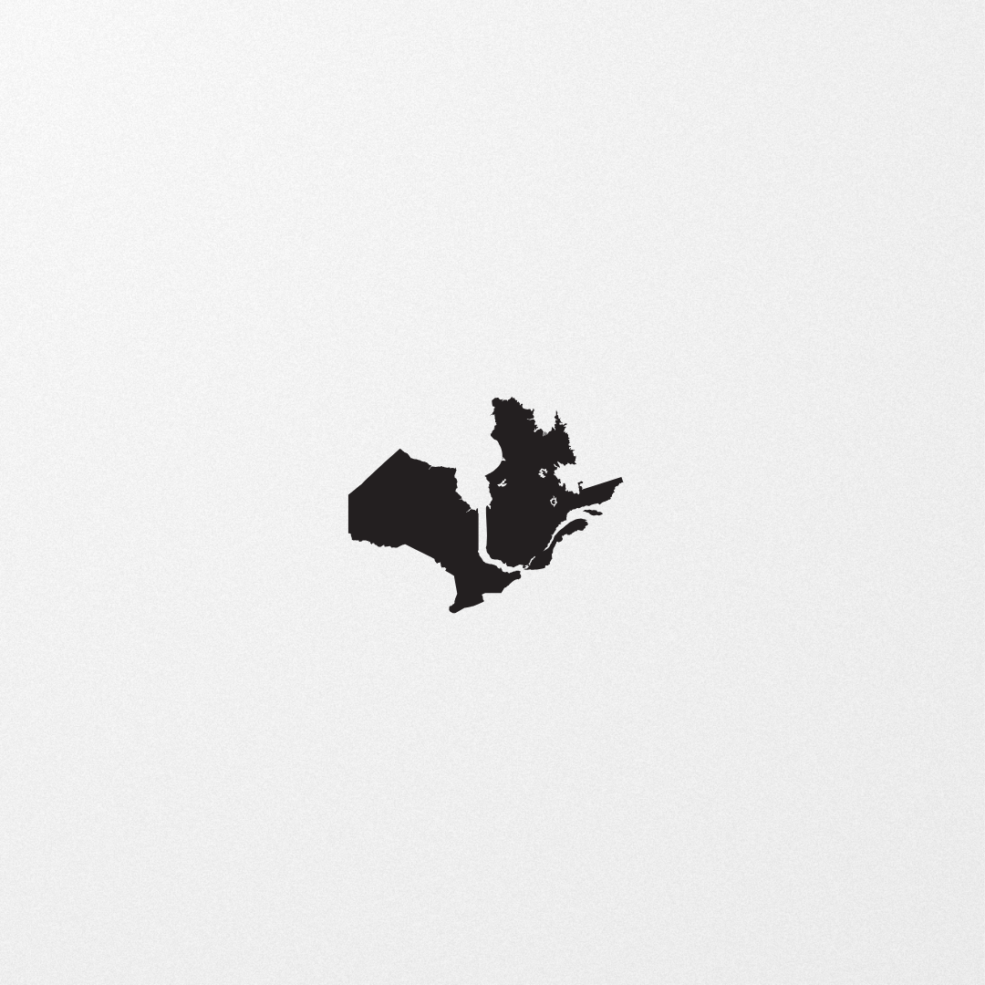 Ontario and Quebec outlines on a white background.