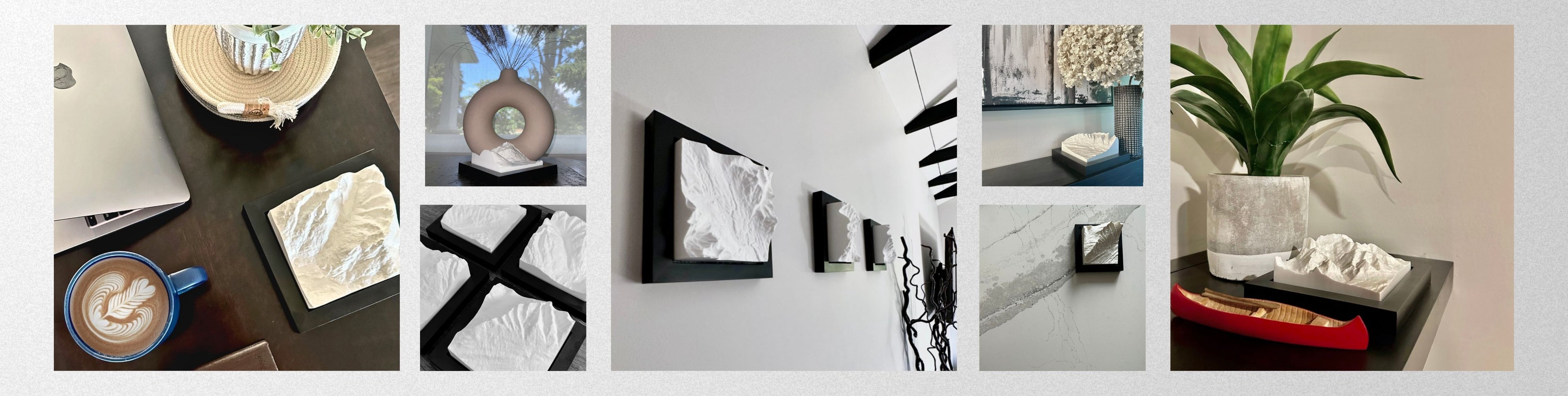 A collage of our mountain models shown within the home. 