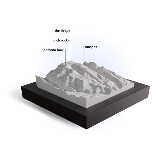 Diagram of a mountain with labeled features on a white background