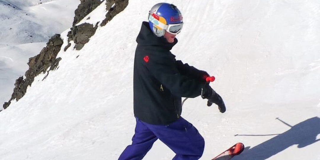 Stuart on skis.